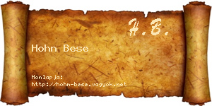 Hohn Bese névjegykártya